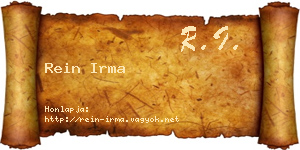 Rein Irma névjegykártya